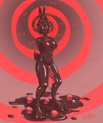 androgynous_only androgynous_sub breasts chocolate easter egg_laying eggs english_text original oviposition penis queensepa red_eyes simple_background spiral spiral_eyes text