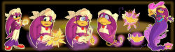  beak before_and_after bird_girl black_background blue_eyes crop_top female_only femsub fishfoxdraws genie harem_outfit open_mouth pants purple_hair purple_skin sequence simple_background smile sonic_the_hedgehog_(series) spiralwash_eyes transformation tube_top wave_the_swallow 