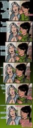  archer_(series) aware black_hair blue_eyes clothed dialogue english_text female_only femsub green_eyes guyman806 hypnotic_creature hypnotized_dom lana_kane_(archer) mallory_archer multiple_girls parasite resisting text torn_clothes worm 
