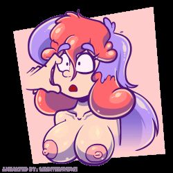 animated animated_gif before_and_after blue_hair bottomless breasts femsub happy_trance hypnotic_touch kaa_eyes large_breasts multicolored_hair naomi_(penken) nude open_mouth original red_hair saunterwing smile symbol_in_eyes topless trigger very_long_hair 