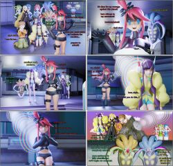 alternate_costume brock comic crashtrance cynthia elesa empty_eyes english_text femsub happy_trance kneeling malamar malesub mass_hypnosis multiple_doms multiple_girls multiple_subs nintendo nurse_joy pokemon resisting saluting skyla spiral_eyes spiralwash_eyes text trance_break