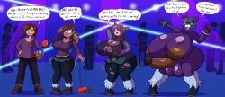 bear_girl breast_expansion breast_grab breasts brown_hair color dark_skin dialogue dj_bop_(fortnite) english_text femsub fortnite furry futanari futasub glasses happy_trance headphones leg_warmers leggings long_hair miniskirt nipples nude one_eye_open penis prinnydood purple_hair purple_skin short_hair tagme