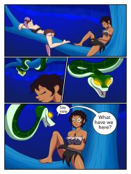  amity_blight ass black_hair dark_skin dialogue disney elf_ears emperorcheese kaa large_breasts luz_noceda purple_hair snake text the_jungle_book the_owl_house 