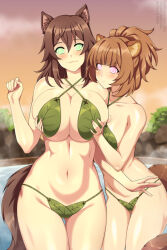  animal_ears bare_shoulders bikini_bottom bikini_top blush breast_fondling breasts brown_hair cleavage female_only femsub glowing glowing_eyes happy_trance high_school_prodigies_have_it_easy_even_in_another_world hot_spring huge_breasts large_hips lindaroze long_hair looking_at_viewer manip misterman4_(manipper) multiple_girls multiple_subs raccoon_girl raphtalia spiral_eyes sub_on_sub swimsuit symbol_in_eyes tagme tail tattoo the_rising_of_the_shield_hero winona_(choujin_koukousei-tachi) wolf_girl yuri 