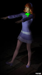  3d clothed daphne_blake expressionless female_only femsub long_hair red_hair scooby-doo_(series) solo standing voyer zombie_walk 