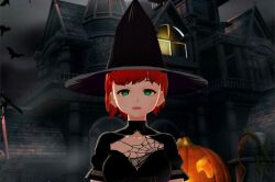3d expressionless femsub hat hypnovideo red_hair witch witch_hat