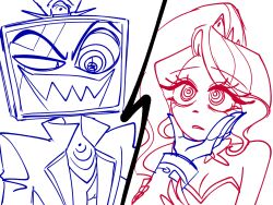  charlie_(hazbin_hotel) femsub hazbin_hotel k1mm166 maledom sketch smile spiral_eyes vox 