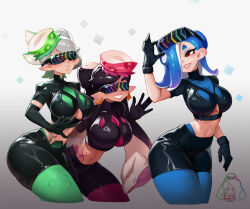 callie_(splatoon) female_only femsub grin littleblood marie_(splatoon) opera_gloves shiver_(splatoon) splatoon sunglasses tattoo tech_control