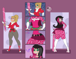  adora before_and_after comic dafuze_(lordebonfuze) femsub genderswap high_heels hypnotic_accessory identity_swap lordebonfuze malesub masculinization sequence she-ra_and_the_princesses_of_power shezow solo spiral_eyes transformation 