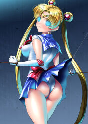 ass blonde_hair blush bondage breasts earrings expressionless female_only femsub gloves glowing glowing_eyes jewelry large_ass large_breasts long_hair looking_at_viewer looking_back magical_girl manip misterman4_(manipper) opera_gloves panties sailor_moon sailor_moon_(series) sen spiral_eyes sweat symbol_in_eyes tagme twintails underwear