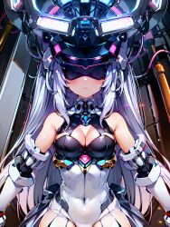  ai_art blindfold blush cables cleavage corruption expressionless female_only femsub gloves helmet koimin4_(generator) leotard long_hair navel opera_gloves purple_hair sitting skirt solo stable_diffusion_(ai) tech_control very_long_hair wires 