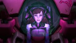  3d animated animated_gif clothed d.va empty_eyes expressionless female_only femsub open_mouth overwatch seamless source_filmmaker text 