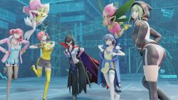  3d aiba ass bancholilimon belt black_hair breasts cape chicken_dance chicken_pose digimon digimon_story_cyber_sleuth dress eh erika_mishima femsub gloves green_hair jacket kaa_eyes lilamon lillymon long_hair long_skirt necklace nokia_shiramine open_mouth plant plant_girl ponytail red_hair rina_shinomiya ring_eyes shoes short_hair shorts skirt smile takumi_aiba thighhighs twintails wings 