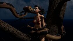 3d bikini bikini_bottom bikini_top black_hair breasts coils disney earrings femsub kaa kaa_eyes kpop_demon_hunters maledom open_mouth snake the_jungle_book zoey_(kpop_demon_hunters)