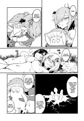 akatsuki_(furoufushi) breasts comic demon_girl english_text femsub fujihan furoufushi_shoujo_no_naedoko_ryokouki happy_trance heart_eyes hypnotic_smell large_breasts long_hair monochrome mushroom navel nipples nude official pandora_(furoufushi) plute_(furoufushi) short_hair smile symbol_in_eyes