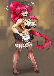  alternate_costume female_only femsub gurren_lagann happy_trance maid pantyhose red_hair smile yoko_littner zorro-zero 
