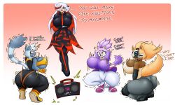animal_ears ass blaze_the_cat cat_girl clothed drool female_only femdom femsub furry hypnotic_music lemur_girl quickcast sage_(sonic_frontiers) sonic_the_hedgehog_(series) squatting tangle_the_lemur tech_control tongue twerk whisper_the_wolf white_hair wolf_girl