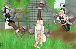 blush enetheligthingdancer feet femsub foot_licking hanging_down happy_trance kaa_eyes licking limp long_hair nier_automata open_mouth robot short_hair tech_control thighhighs tickling tongue tongue_out underwear undressing white_hair yorha_infantry_squad_commander yorha_no._2_type_b yorha_type_a_no._2