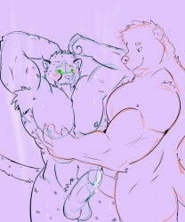  armpit_hair armpits bear_boy bottomless cat_boy cheetah_boy chris_(fong) drool erection flexing fong frottage furry glowing glowing_eyes gym happy_trance himbo male_only maledom malesub monochrome muscle_boy nude open_mouth original penis precum sketch story sweat tongue tongue_out topless yaoi 