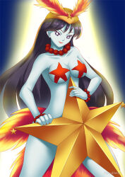 black_hair breasts corruption female_only femsub hadant happy_trance large_breasts lipstick long_hair looking_at_viewer makeup necklace pale_skin pasties sailor_mars sailor_moon_(series) signature simple_background solo star_pasties symbol_in_eyes watermark