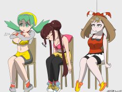  bangs bare_legs bare_shoulders bow bra breasts brown_hair chair cleavage confused crystal_(pokemon) dialogue drool expressionless female_only femsub green_eyes green_hair grey_eyes hair_band hair_buns hat japanese_text kris large_breasts leggings limp may midriff multiple_girls multiple_subs nintendo open_mouth pale_skin pendulum pocket_watch pokemon pokemon_black_and_white_2 pokemon_gold_silver_and_crystal pokemon_omega_ruby_and_alpha_sapphire rosa_(pokemon) shirt_lift shoes short_shorts short_skirt shorts sitting skirt sleeping sleepy slouching snoring sobergin socks spiral_eyes sports_bra sports_briefs straight-cut_bangs symbol_in_eyes tank_top text topless twintails undressing 