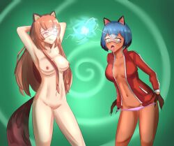  ahegao animal_ears black_hair blue_hair bottomless brand_new_animal breasts brown_hair cleavage dazed empty_eyes female_only femsub furry glowing happy_trance heart heart_eyes hypnotic_accessory large_breasts long_hair michiru_kagemori multiple_girls nude open_mouth panties raccoon_girl raphtalia short_hair smeef smile symbol_in_eyes tail tanuki_girl tech_control the_rising_of_the_shield_hero tongue tongue_out topless underwear undressing visor 