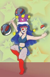 boots clown dreamerdon femsub happy_trance hat knee-high_boots makeup nintendo nurse_joy pink_hair pokeball pokemon pokemon_(anime) possession smile ub-01 
