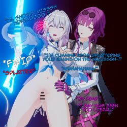  death enemy_conversion english_text femdom femsub himeko_(honkai_star_rail) honkai_star_rail kafka_(honkai_star_rail) march_7th_(honkai_star_rail) mind_break not_(artist) orgasm orgasm_command pussy pussy_juice tears text 