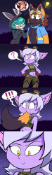  absurdres blep_(mattmiles1995) blush brown_hair confused eye_color_change femsub fingerless_gloves fox_boy fox_ears fox_tail furry gloves goggles goggles_on_head green_hair hand_on_hip hood hoodie league_of_legends maledom midriff miles_(mattmiles1995) navel night original outdoors possession short_hair smile speech_bubble symbol tail tazi_phantom_(phantomtaz61286) tristana_(league_of_legends) vex_(league_of_legends) white_hair yellow_eyes yordle 