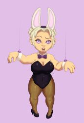  breasts bunny_ears bunnysuit chromie cuffs drool fake_animal_ears female_only femsub gnome harrace-harrison high_heels human_puppet large_breasts open_mouth puppet ring_eyes shortstack solo warcraft world_of_warcraft 