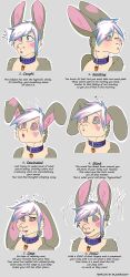 before_and_after blush bunny_girl collar comic dazed drool enviousfanta female_only femsub furry happy_trance kaa_eyes multicolored_hair one_eye_open open_mouth original ping resisting sequence solo text