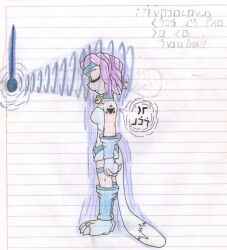 breasts collar digimon expressionless femsub hypnogoat666 large_breasts pendulum purple_hair short_hair sleeping standing standing_at_attention text traditional