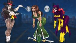batgirl dc_comics female_only femdom femsub spiral_eyes standing super_hero talia_al_ghul zatanna_zatara zorro-zero