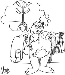  bbw chubby drool female_only femsub fox_ears fox_girl fox_tail furry human_furniture inanimate_object pubic_hair pussy_juice spiral_eyes standing_at_attention thought_bubble vorp 