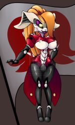 animal_ears black_sclera boots breasts bunny_girl cream_the_rabbit erect_nipples female_only femsub furry gloves glowing glowing_eyes happy_trance large_breasts lavenderrose opera_gloves orange_hair robot robotization sonic_the_hedgehog_(series) standing standing_at_attention thigh_boots very_long_hair watermark