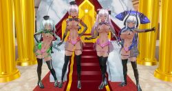 3d alternate_color_scheme alternate_costume alternate_hair_color bikini bikini_bottom bikini_top blue_lipstick boots bow breasts cherry_(ts_mahou_shoujo_nao!) crotch_tattoo custom_maid_3d_2 face_paint female_only femsub gloves green_lipstick hat high_heels horns huge_breasts ignis_(ts_mahou_shoujo_nao!) lapis_(ts_mahou_shoujo_nao!) large_breasts lipstick long_hair looking_at_viewer micro_bikini multicolored_hair multiple_girls multiple_subs navel numbersnanoha pink_hair pink_skin ponytail rain_(ts_mahou_shoujo_nao!) red_lipstick ribbon rubber see-through silver_hair skirt small_breasts smile standing tan_skin thighhighs ts_mahou_shoujo_nao! twintails yellow_eyes
