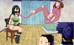    alternate_costume arms_behind_back bare_legs barefoot black_eyes blue_hair bondage bra breasts brown_hair chair empty_eyes femsub gag green_hair hanging_down harem heterosexual hitoshi_shinso hypnotized_assistant kohei_horikoshi legs long_tongue looking_back minoru_mineta multiple_boys multiple_girls multiple_subs my_hero_academia ochaco_uraraka open_mouth panties pikname45 purple_hair restrained shibari sitting socks sub_on_sub super_hero thighs tongue tongue_out tsuyu_asui white_eyes yuri 