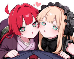  ai_art blonde_hair blush femsub goth green_eyes heart_eyes kimono kiss_zombie kissing long_hair matsuri_dei red_hair rentarou_aijou stable_diffusion_(ai) stabletomboy_(generator) the_100_girlfriends_who_really,_really,_really,_really,_really_love_you yaku_yakuzen 