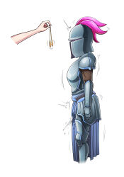  armor coin cuuki_(artist) elf ereme_(bobbette) female_only femdom femsub glowing_eyes lutoria_(bobbette) orgasm original pendulum standing standing_at_attention 