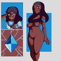  before_and_after blue_diamond bottomless corruption erect_nipples_under_clothes femsub inuyuru jewelry milf nude pasties possession priyanka_maheswaran steven_universe symbol_in_eyes topless 