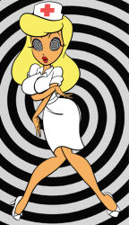 animaniacs blonde_hair breasts female_only femsub hello_nurse high_heels hypnosex_(manipper) large_breasts lipstick long_hair manip open_mouth spiral spiral_eyes symbol_in_eyes western