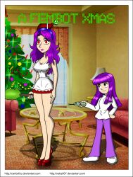  bin_(carlosfco) carlosfco christmas cover dialogue empty_eyes fembot femdom femsub kigi_(carlosfco) nabs001_(colorist) original remote_control tech_control text 