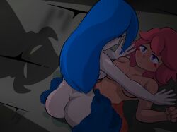 abs ass blue_hair breasts convenient_censoring disguised_hypnotist femdom femsub flamberge francisca hypnotized_dom kirby_(series) kirby_star_allies maledom naughty_face nintendo nude purple_eyes red_hair tagme taranza towel wet yuri