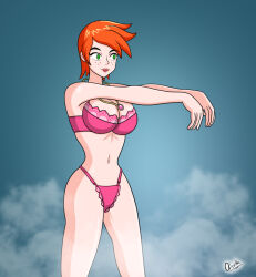 alerith ben_10 empty_eyes female_only femsub future_gwen_tennyson green_eyes gwen_tennyson happy_trance jewelry orange_hair underwear zombie_walk