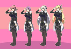 absurdres alisa_reinford blonde_hair breasts dlobo777 elie_macdowell empty_eyes female_only femsub juna_crawford kloe_rinz large_breasts long_hair open_mouth pink_hair saluting standing standing_at_attention the_legend_of_heroes the_legend_of_heroes_trails_in_the_sky the_legend_of_heroes_trails_of_cold_steel