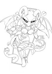  beak bird_girl black_sclera breasts cleavage coffin corruption demon_girl female_only femsub furry greyscale happy_trance heart heart_eyes horns kandlin large_breasts looking_at_viewer monster_girl possession smile sonic_the_hedgehog_(series) studded_collar symbol_in_eyes tattoo wave_the_swallow wings 
