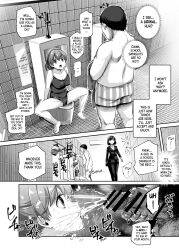  absurdres age_difference altered_common_sense bad_end bare_shoulders cameltoe censored cleavage clothed_sex collarbone comic drinking erect_nipples erect_nipples_under_clothes erection expressionless femsub golden_shower greyscale gulp huge_breasts human_puppet human_toilet indifferent leotard maledom navel nyuu_(manekin-eko) open_mouth original pee_drinking pussy sexism sitting source_request text translated unaware urination wet 