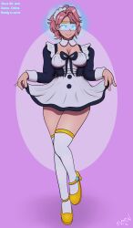 aira_shiratori dandadan femsub happy_trance large_breasts m00n_key maid maid_headdress pink_hair short_hair tech_control visor