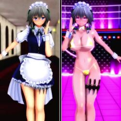  3d animated before_and_after bikini bikini_bottom bikini_top dancing femsub micro_bikini sakuya_izayoi tagme touhou uyunsyu_(manipper) video 