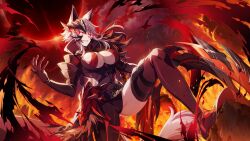 black_sclera corruption eye_color_change femsub game_cg glowing_eyes hair_color_change long_hair looking_at_viewer official red_eyes smile the_eminence_in_shadow white_hair zeta_(the_eminence_in_shadow)